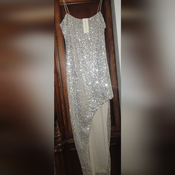 Thirty/ Thirty Cream color Long Sequins dress Large - Picture 1 of 6